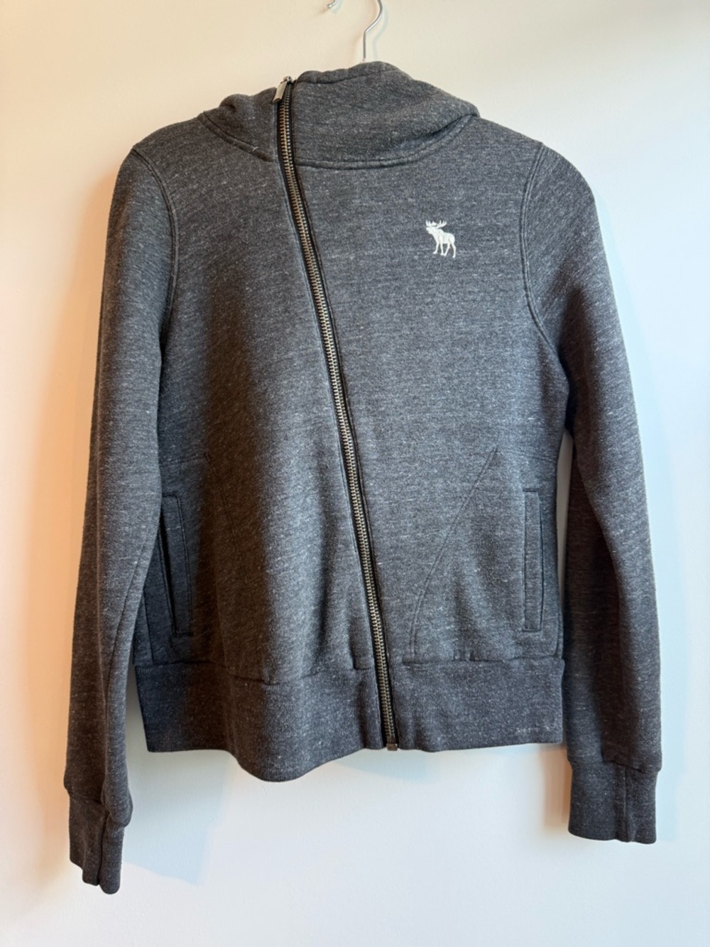 Abercrombie & Fitch Dark Gray Asymmetrical Zip Hoodie